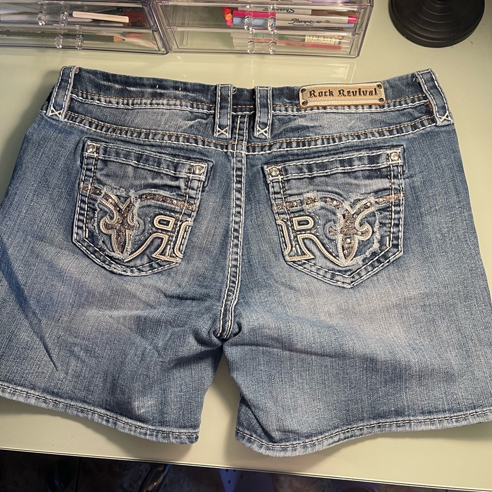 Rock Revival Light Blue Jean Shorts for Women